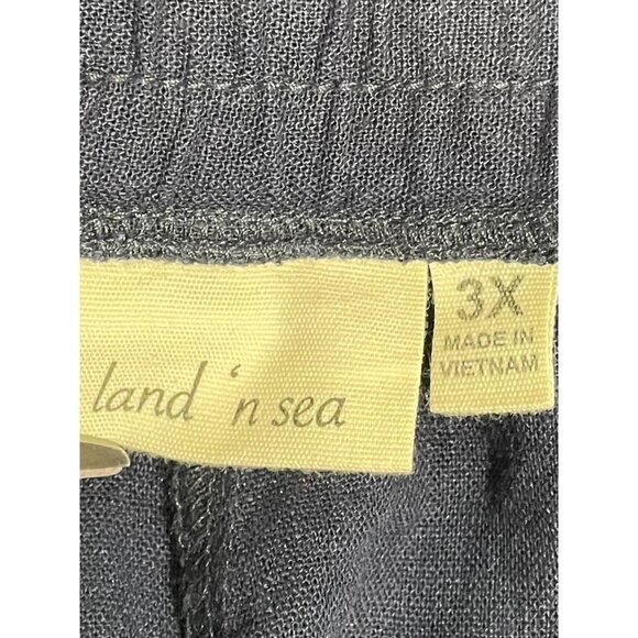 Land N Sea Womens 3XNavy Linen-Blend Drawstring Pants With Elastic Waist&Pockets - Picture 7 of 15